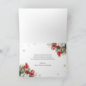 Green Gold Botanical Photo Christmas Card Karte (Innenseite)