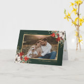 Green Gold Botanical Photo Christmas Card Karte (Gelbe Blume)