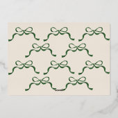 Green & Gold Bow | Glücklichste Feiertage | Ovales (Rückseite)