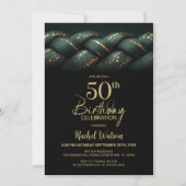 Green Gold Braid 50. Geburtstagsparty Einladung (Vorderseite)