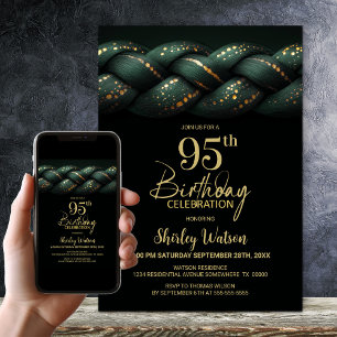 Green Gold Braid 95. Geburtstagsparty Einladung