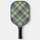 Green Gold Brown Tartan Kariert Ihren eigenen Text Pickleball Schläger (Vorderseite)