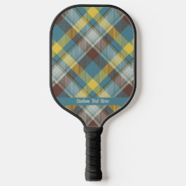 Green Gold Brown Tartan Kariert Ihren eigenen Text Pickleball Schläger