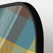 Green Gold Brown Tartan Kariert Ihren eigenen Text Pickleball Schläger (Linke Seite)