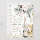 Green Gold Brunch Bubbly Champagne Bridal Shower Einladung (Vorderseite)