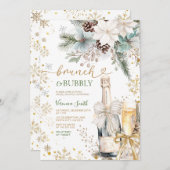 Green Gold Brunch Bubbly Champagne Bridal Shower Einladung (Vorne/Hinten)
