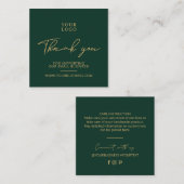 Green & Gold-Business-Logo-Verpackung Vielen Dank Quadratische Visitenkarte (Vorne/Hinten)