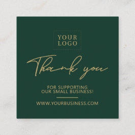 Green & Gold-Business-Logo-Verpackung Vielen Dank Quadratische Visitenkarte