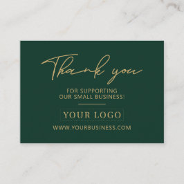 Green & Gold-Business-Logo-Verpackung Vielen Dank Visitenkarte
