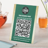 Green & Gold Business QR Code Pedestal Sign Sockelschild (In Situ)