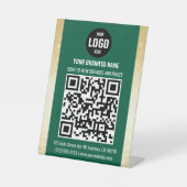 Green & Gold Business QR Code Pedestal Sign Sockelschild (Vorderseite)