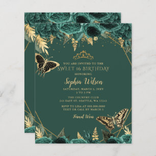 Green Gold Butterfly Sweet 16 Einladung