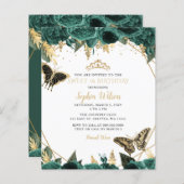 Green Gold Butterfly Sweet 16 Einladung (Vorne/Hinten)