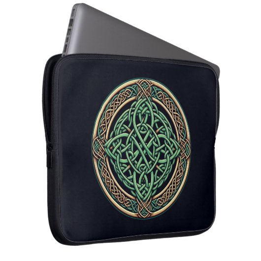Green & Gold Celtic Knot Laptopschutzhülle (Vorne Rechts)