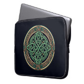 Green & Gold Celtic Knot Laptopschutzhülle (Vorderseite Links)
