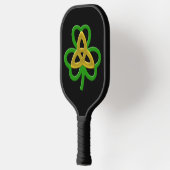 Green Gold Celtic Trinity Knot Kleeblatt Pickleball Schläger (Links)
