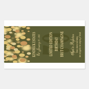 Green Gold Champagne Blubbles Geburtstagslabel 750 Rechteckiger Aufkleber