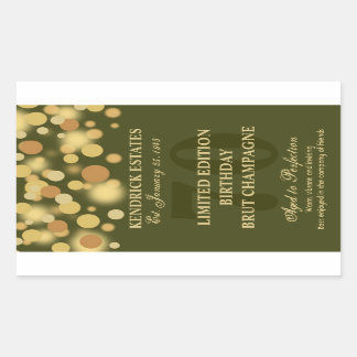 Green Gold Champagne Blubbles Geburtstagslabel 750 Rechteckiger Aufkleber