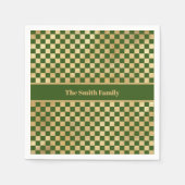 Green Gold Checked Paper Napkin Serviette (Vorderseite)