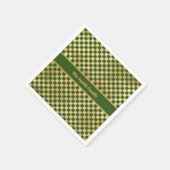 Green Gold Checked Paper Napkin Serviette (Ecke)