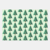 Green Gold Christmas Tree Pattern Geschenkpapier Set (Vorderseite 3)