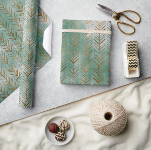 Green & Gold Christmas Trendy Arrow Holiday Geschenkpapier