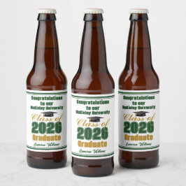 Green Gold Class of 2026 Custom Graduation Party Bierflaschenetikett