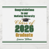 Green Gold Class of 2026 Custom Graduation Party Bierflaschenetikett (Einzelnes Label)