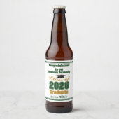 Green Gold Class of 2026 Custom Graduation Party Bierflaschenetikett (Vorderseite)