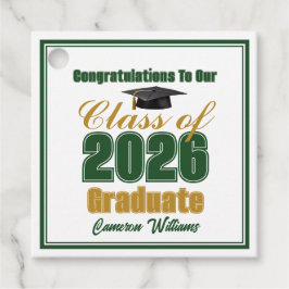 Green Gold Class of 2026 Custom Graduation Party Geschenkanhänger