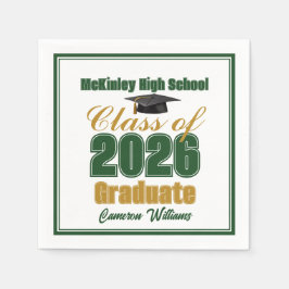 Green Gold Class of 2026 Custom Graduation Party Serviette