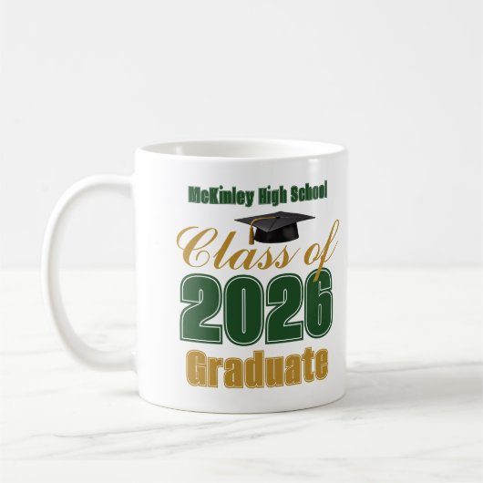 Green Gold Class of 2026 Graduate Gift Kaffeetasse (Links)