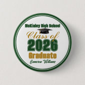 Green Gold Class of 2026 Graduation Keepsake Button (Vorderseite)