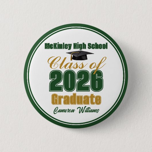 Green Gold Class of 2026 Graduation Keepsake Button (Vorderseite)