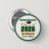 Green Gold Class of 2026 Graduation Keepsake Button (Vorne & Hinten)