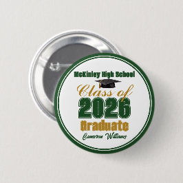 Green Gold Class of 2026 Graduation Keepsake Button