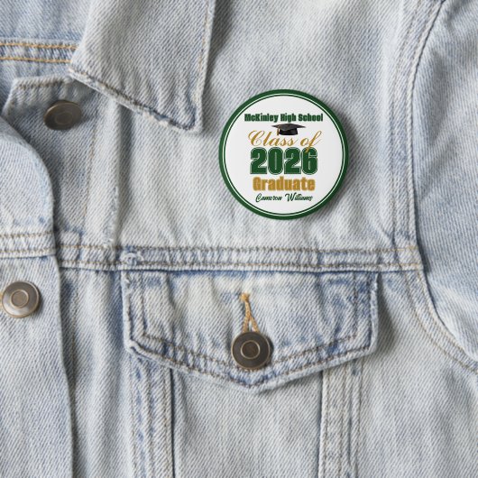 Green Gold Class of 2026 Graduation Keepsake Button (Beispiel)