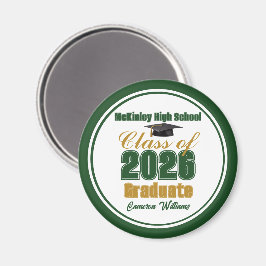 Green Gold Class of 2026 Graduation Keepsake Magnet