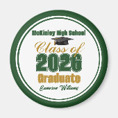 Green Gold Class of 2026 Graduation Keepsake Magnet (Vorne)