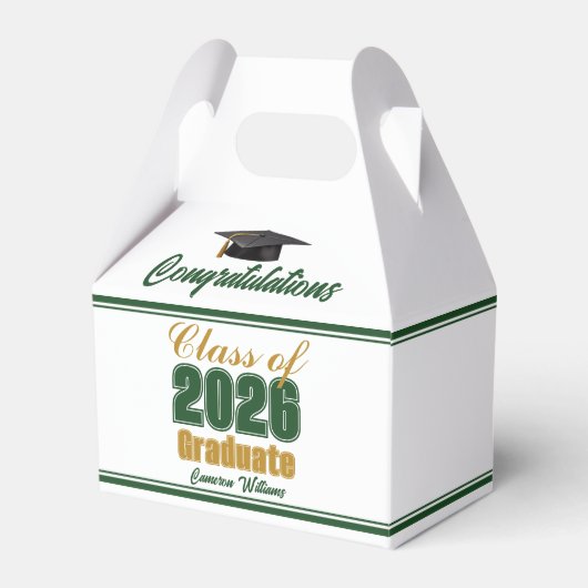Green Gold Class of 2026 Graduation Party Geschenkschachtel (Vorderseite)
