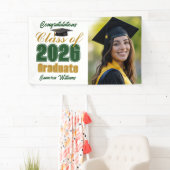 Green Gold Class of 2026 Graduation Party Photo Banner (Insitu)