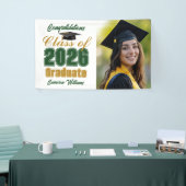 Green Gold Class of 2026 Graduation Party Photo Banner (Messeveranstaltung)