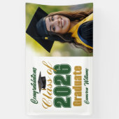 Green Gold Class of 2026 Graduation Party Photo Banner (Vertikal)
