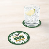 Green Gold Class of 2026 Graduation Party Runder Pappuntersetzer (Vor Ort)