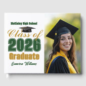 Green Gold Class of 2026 Graduation Photo Gästebuch (Vorderseite)