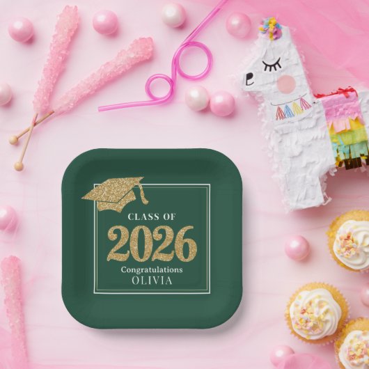 Green & Gold Class Of 2026 Pappteller (Party)