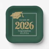Green & Gold Class Of 2026 Pappteller (Vorderseite)