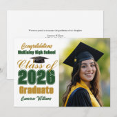 Green Gold Class of 2026 Photo Graduation Ankündigung (Vorne/Hinten)