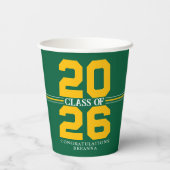 Green & Gold Class Personalisierter Abschluss Pappbecher (Rückseite)