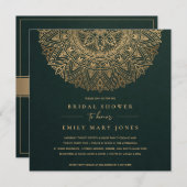 GREEN GOLD CLASSIC VERZIERT MANDALA BRAUTPARTY EINLADUNG (Vorne/Hinten)